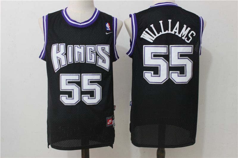 Men Sacramento Kings #55 Williams Black Throwback NBA Jerseys->portland trail blazers->NBA Jersey